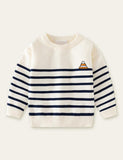 Cartoon Embroidered Striped Sweater - CCMOM