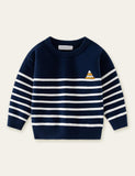 Cartoon Embroidered Striped Sweater - CCMOM