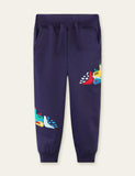 Cartoon Excavator Embroidery Sweatpants - CCMOM