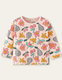 Cartoon Flower and Fruit Printed Long Sleeve T-shirt - CCMOM