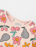 Cartoon Flower and Fruit Printed Long Sleeve T-shirt - CCMOM