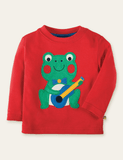Cartoon Frog Appliqu¨¦ Long Sleeve T-shirt - CCMOM