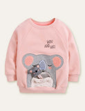 Cartoon Koala Appliqu¨¦ Long Sleeve Sweatshirt - CCMOM