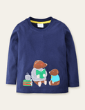 Cartoon Mole Appliqu¨¦ Long Sleeve T-shirt - CCMOM