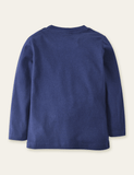 Cartoon Mole Appliqu¨¦ Long Sleeve T-shirt - CCMOM