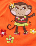 Cartoon Monkey Embroidered Flower T-shirt Set - CCMOM