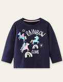 Cartoon Pegasus Printed Long-Sleeved T-shirt - CCMOM