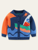 Cartoon Sailboat Sweater Cardigan - CCMOM