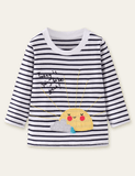 Cartoon Sun Appliqu¨¦ Long Sleeve T-shirt - CCMOM