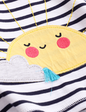 Cartoon Sun Appliqu¨¦ Long Sleeve T-shirt - CCMOM