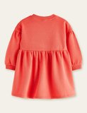 Cartoon Sunflower Appliqu¨¦ Long Sleeve Dress - CCMOM