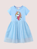 Cartoon Unicorn Mesh Dress - CCMOM