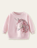 Cartoon Unicorn Print Sweatshirt - CCMOM