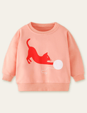 Cat and Fur Ball Printed Sweatshirt - CCMOM