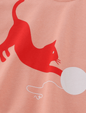 Cat and Fur Ball Printed Sweatshirt - CCMOM