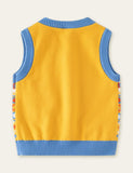 Cat Cartoon Striped Sweater Vest - CCMOM