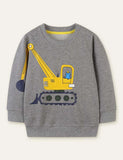 Cat Excavator Printed Long-Sleeved Sweatshirt - CCMOM