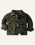 Leopard Print Casual Denim Coat