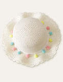 Color Fur Ball Vacation Straw Hat - CCMOM