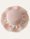 Color Fur Ball Vacation Straw Hat - CCMOM