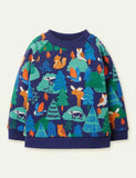 Cute Floral Print Long Sleeve Pullover Sweatshirt - CCMOM