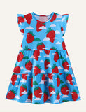 Girls' Short-Sleeved Printed Dress