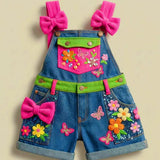 Lucky Sale-Children's colorful bow flower overalls