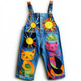 Lucky Sale Unisex-Mom & Me  Open Sun Kitten Colored Unisex Overalls