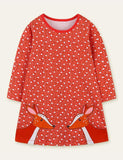 Deer Appliqu¨¦ Long-Sleeved Dress