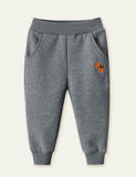 Dinosaur Embroidery Velvet Sweatpants