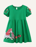 Children's Animal Embroidered Short Sleeve Dress
