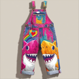 Lucky Sale-Cute cartoon shark pattern overalls for kids