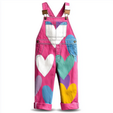 Lucky Sale-Pink heart pattern overalls