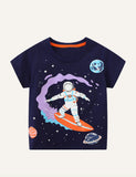 Cartoon Luminous Spaceman Short Sleeve
