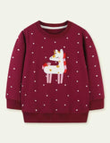 Embroidered Girls' Sweater Long Sleeve Pullover