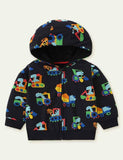 Excavator Printed Zipper Sweater