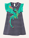 Children's Dinosaur Affixed Cloth Embroidered Dress