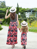 Family Matching Floral Print Splice Stripe Sleeveless Dresses Sets - CCMOM