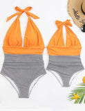 Family Matching One Piece Swimsuit Backless Swimsuit - CCMOM