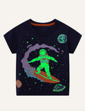 Cartoon Luminous Spaceman Short Sleeve