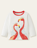 Flamingo Printed Long-Sleeved T-shirt