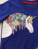 Floral Horse Appliqu¨¦ Mushroom Embroidered Sweatshirt - CCMOM