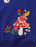 Floral Horse Appliqu¨¦ Mushroom Embroidered Sweatshirt - CCMOM