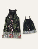 Flower Embroidery Mesh Family Matching Dress