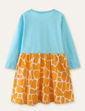 Giraffe Appliqu¨¦ Long Sleeve Dress - CCMOM