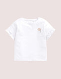 Girl Bee&Flower Embroidered 100% Cotton Ruffle T-shirt - CCMOM