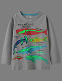 Glowing Educational Marine Fish Printing Shirt