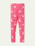 Glowing Kitten Print Striped Leggings - CCMOM