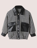 Houndstooth Woolen Coat - CCMOM