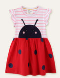 Ladybug Striped Appliqu¨¦ Dress